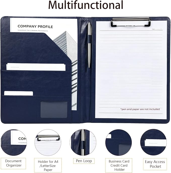 Padfolio Portfolio Binder, Faux Leather Folder, Resume Interview Legal Document - Image 3