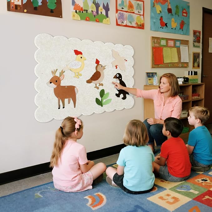 Scalloped Bulletin Board, 36 x 24 Inches Felt Pin Board - Image 5