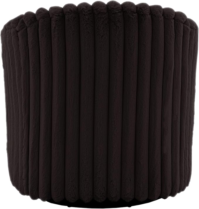 UIXE Faux Fur Swivel Accent Chair, Modern Upholstered Armchair Barrel Club Chair for Living Room, Chocolate-DeskLoop Office