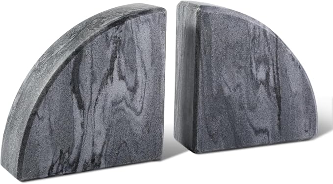 Karibiber Marble Bookend for Shelves, Non-Skid Bookends for Heavy Books by Karibiber