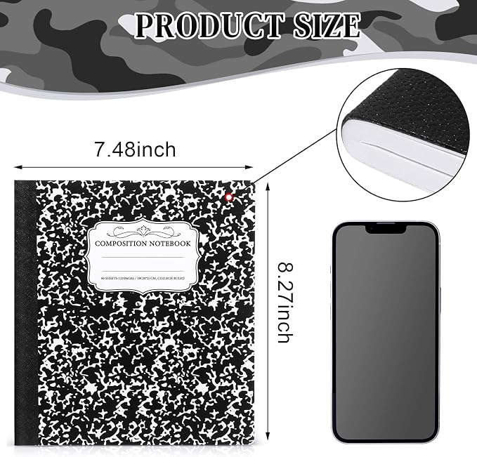Seajan 20 Pack Composition Notebooks, Wide Ruled Paper, 7-1/2" x 9-3/4" Marble - Image 2