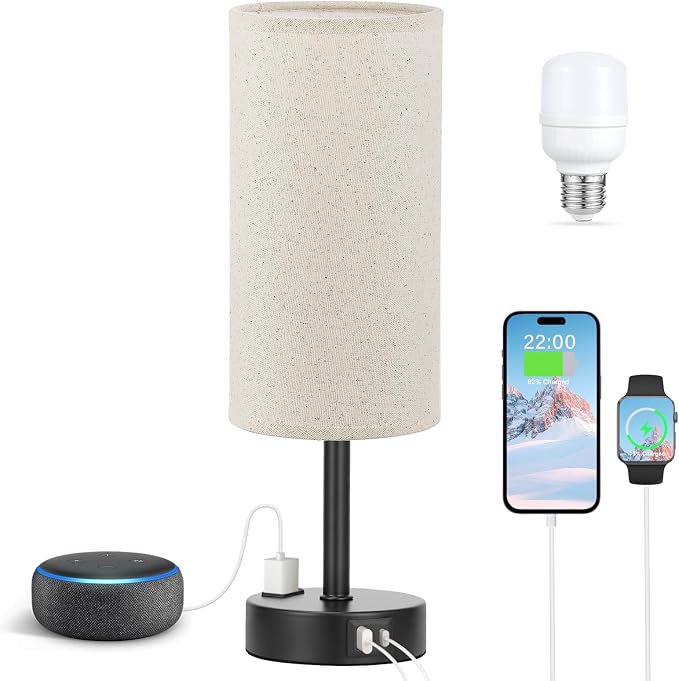 Fenmzee Beige Touch Table Lamp for Bedroom - Image 6