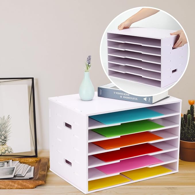 Construction Paper Organizer 18" x 12", 4 Tier Desktop File Storage Cardstock - Image 2