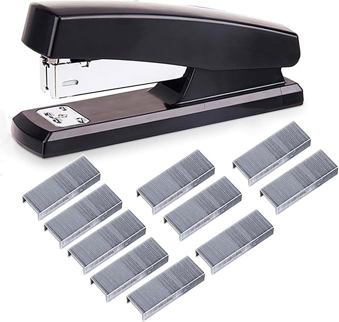 Desktop Staples, 4.8 Inch Labor Saving Black Stapler by YIKANGHENG