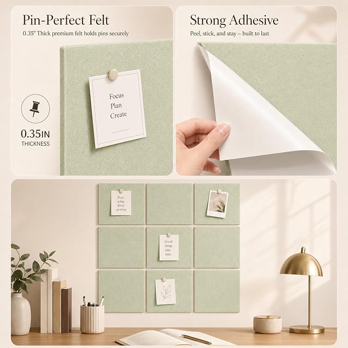 Felt Bulletin Board Tiles, Cork Board Alternative, 48 x 36 in | 0.35 in modular - Image 3