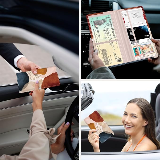 Car Registration and Insurance Holder，Colour Patterns Men Women Car License - Image 3