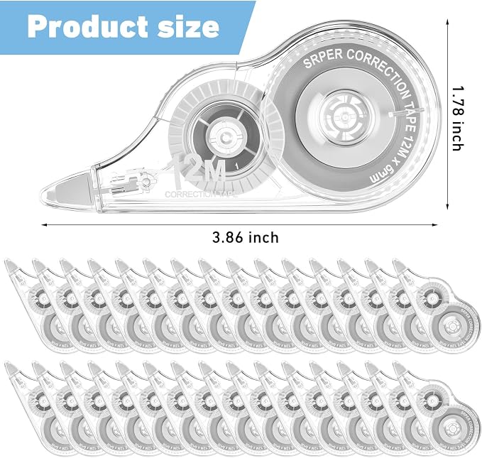 AmazingSpark 200 Pcs Correction Tape Bulk 39.4 ft White Wrong out - Image 2