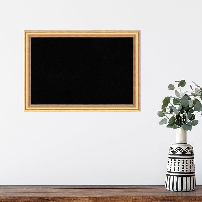 Amanti Art Black Cork Board for Wall, 14x20 Vision Board with Gold Wood Frame, Small Corkboard Office Decor for Home Organization, Casual Corkboard Pinboard to Display Items for Home Organization in-DeskLoop Office