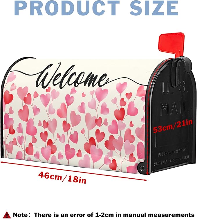 Welcome Valentines Mailbox Covers Magnetic Standard Size 21 x 18 Inch Valentine - Image 3