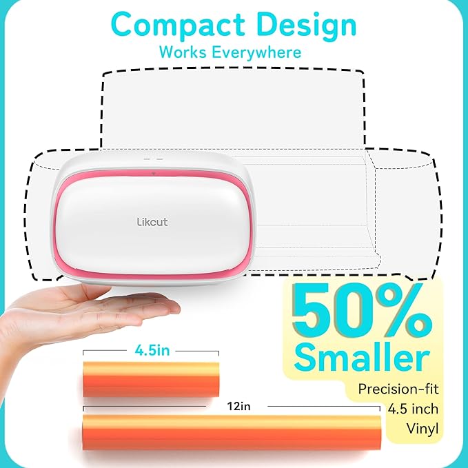 Likcut Vinyl Cutter Machine, Upgrade Cutting Machine Glee S501 for DIY Joy, Portable Smart Cutting Tool for Crafter, Sticker Decal Maker Printing for Family & School Fun Projects and Decorations, Pink-DeskLoop Office