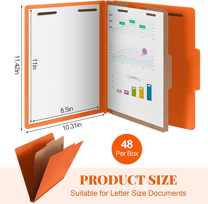 Skyygemm 48 Pcs Classification Folders Letter Size, 1 Divider Pressboard File - Image 2