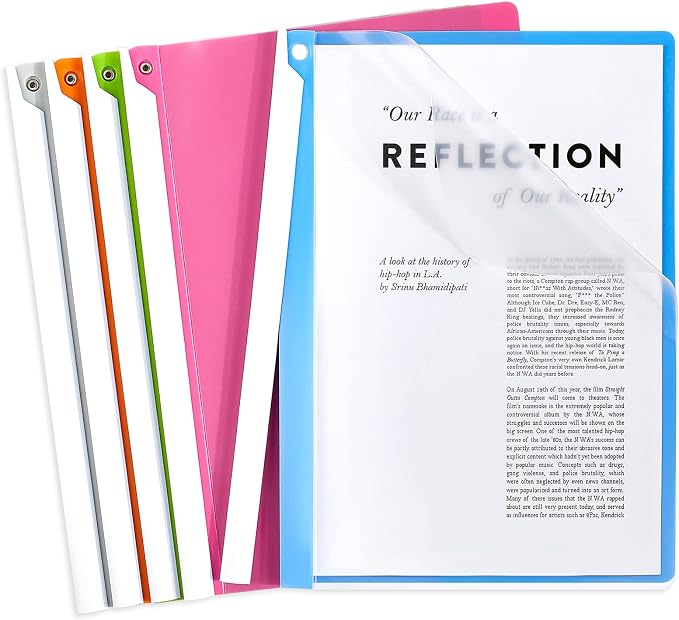 Clear Report Covers with Swing Clip, 5 Pack, 30 Sheet Capacity A4 Size File by Jutieuo