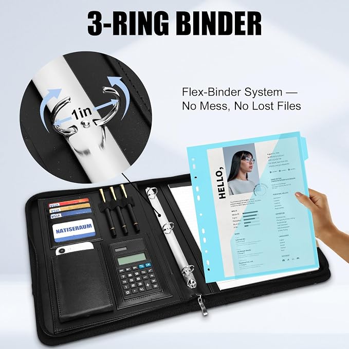 Portfolio Binder 3 Ring Includes Pen and 5 Dividers - Image 8