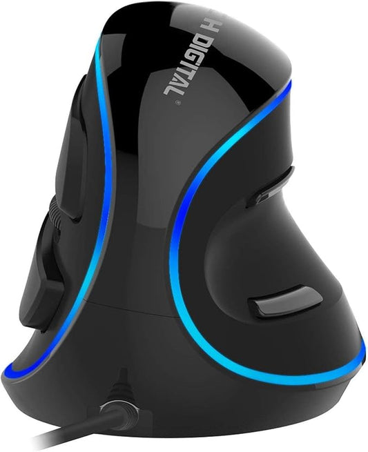 J-Tech Digital Wired Ergonomic Vertical USB Mouse with Adjustable Sensitivity (600/1000/1600 DPI), Scroll Endurance, Removable Palm Rest & Thumb Buttons [V628]-DeskLoop Office