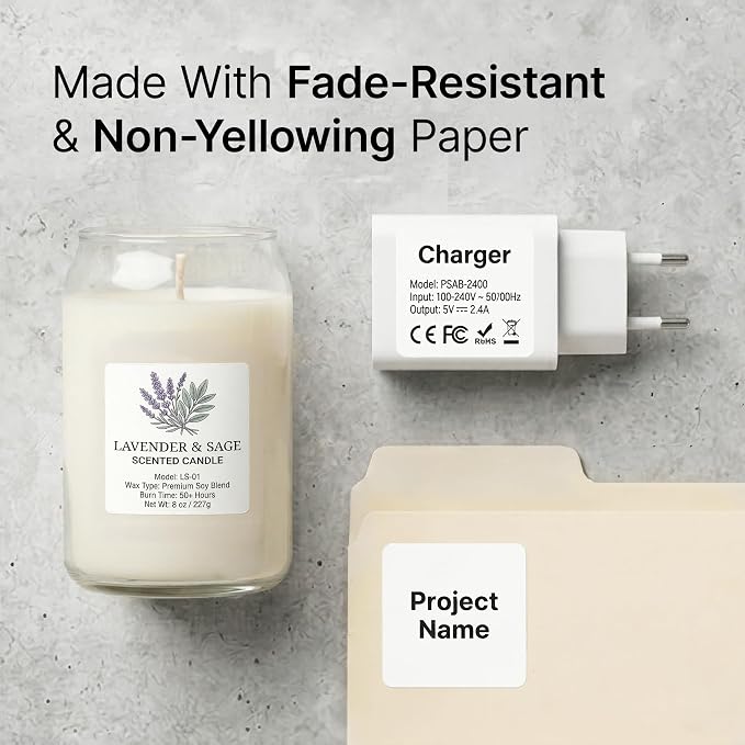 2" X 2" Matte White Printable Labels Custom Labels, Logo Stickers, QR Codes - Image 5