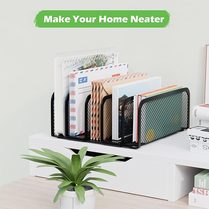 Mail Organizer Countertop, Metal File Holder - Image 6