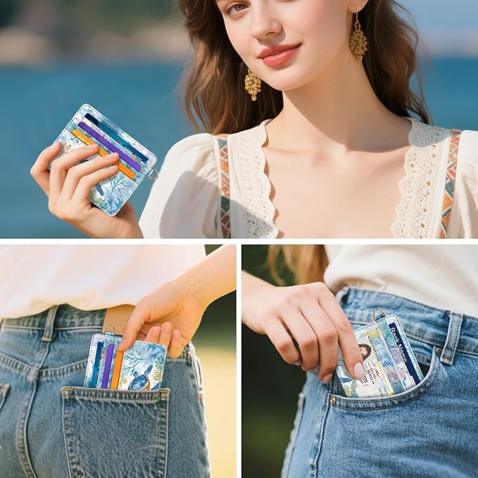 Slim Credit Card Holder Wallet RFID Blocking Minimalist Wallets Lightweight - Image 4