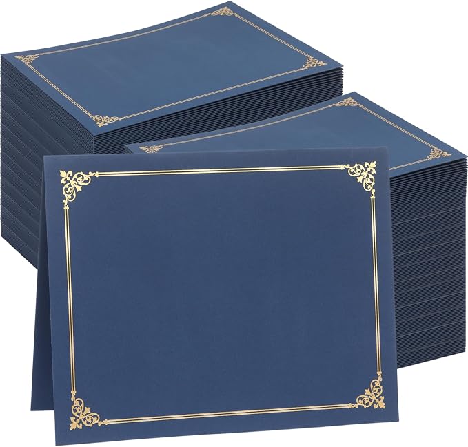 100 Count Certificate Holder, Diploma Covers Gold Foil Border, by Apprabbr