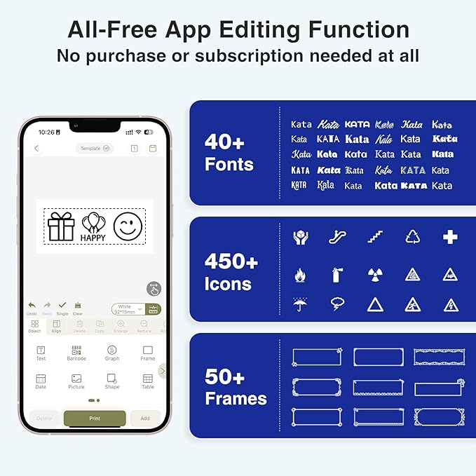 SUPVAN E11 Bluetooth Label Maker Machine with 4 Tapes, Support Keyboard & App with 40 Fonts and 450+ Icons, Rechargeable Inkless Labeler for Home, Kitchen, Office, School Organization, Black-DeskLoop Office