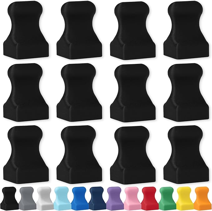 Glassboard Studio MiniPawn Magnet - Strong Neodymium Rare Earth Magnets for Fridge, Whiteboard, Locker & Magnetic Glassboards - Ideal for Crafting & Office Use - Strong Fridge Magnets (Jet Black, 12)-DeskLoop Office