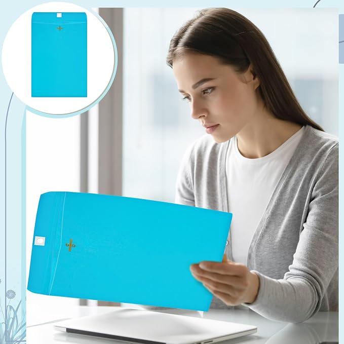 Geyee 100 Pcs Clasp Manilla Envelopes 10 x 13 Inch Gummed Colored Envelopes - Image 6