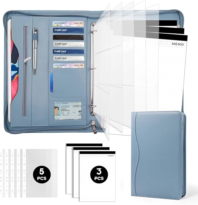 Padfolio Portfolio Folder Binder-Organizer Planner Notebook Zippered Portfolio by Sbrinnaliao