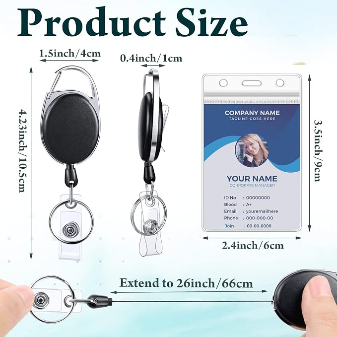 Laumoi 60 Pack Heavy Duty Retractable Badge Holder Reel - Image 2
