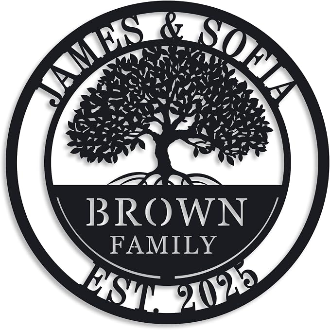 Custom Tree of Life with Roots Family Name Sign, Personalized Metal Sign by ENFODREAM