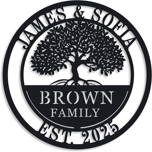 Custom Tree of Life with Roots Family Name Sign, Personalized Metal Sign by ENFODREAM