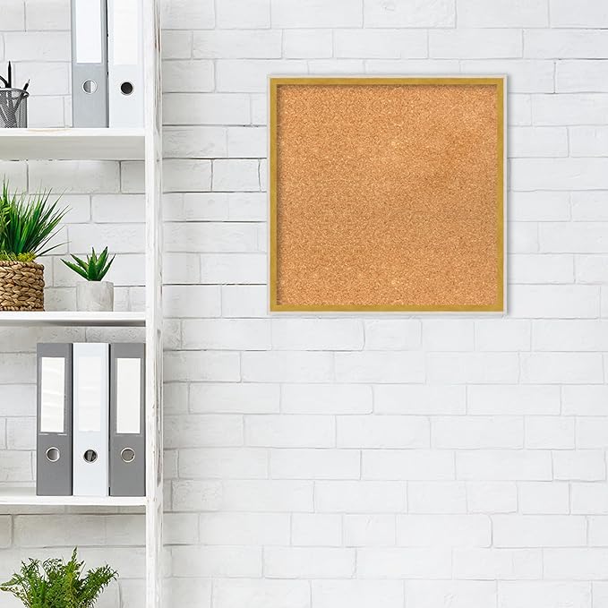 Amanti Art Natural Cork Board for Wall, 19x19 Vision Board with White Frame, Small Corkboard Office Decor for Home Organization, Modern Corkboard Pinboard to Display Items for Home Organization in-DeskLoop Office