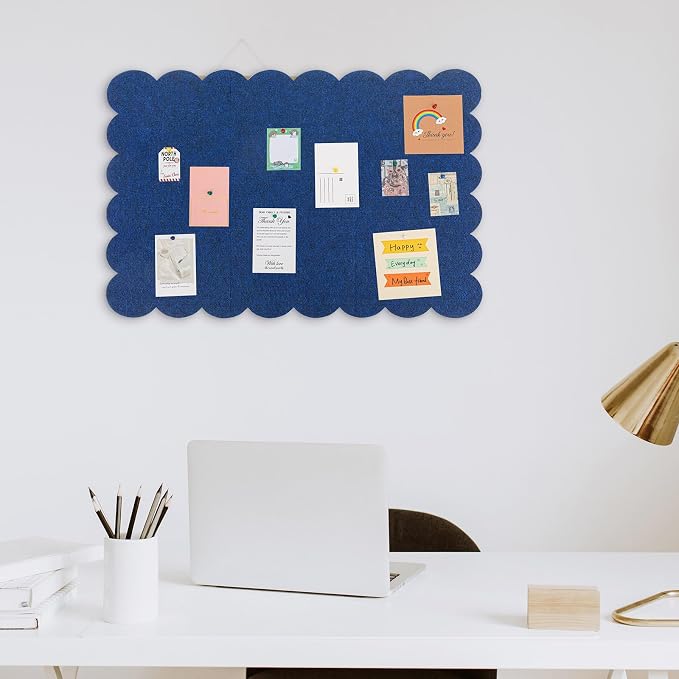 Mooliwe Scalloped Felt Bulletin Board 24 x 18 Inches Foldable Dark Blue Pin - Image 5