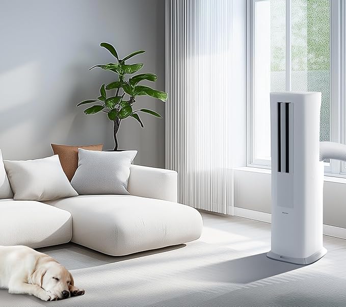 Hisense API0825UW1D Smart Inverter Twin Hose 8,000 BTU (DOE) 350 SF Heat/Cool Tower Portable Air Conditioner, White-DeskLoop Office
