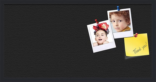 PinPix 36x18 Inch Cork Bulletin Board. This Decorative Framed Pin Board Comes with Solid Black Design and a Satin Black Frame. Ideal for Home Office Decor or Message Board (PinPix-622)-DeskLoop Office