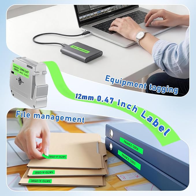Compatible with Brother P Touch M Tape Green 12mm 0.47 | M-KD31 Fluorescent - Image 5