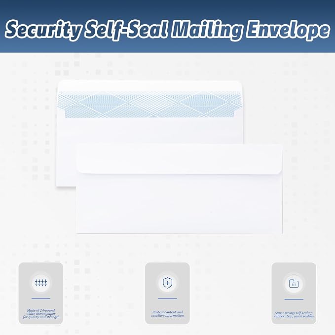 Yeplan 100PCS #10 Envelopes Letter Size Self Seal Business Envelopes No Window - Image 5