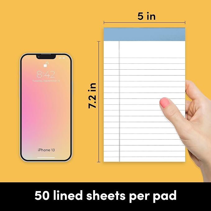 PAPERAGE Lined Legal Pads, 6 Pack, 50 Sheets Each, Wide/Legal Ruled, Note Pads - Image 2