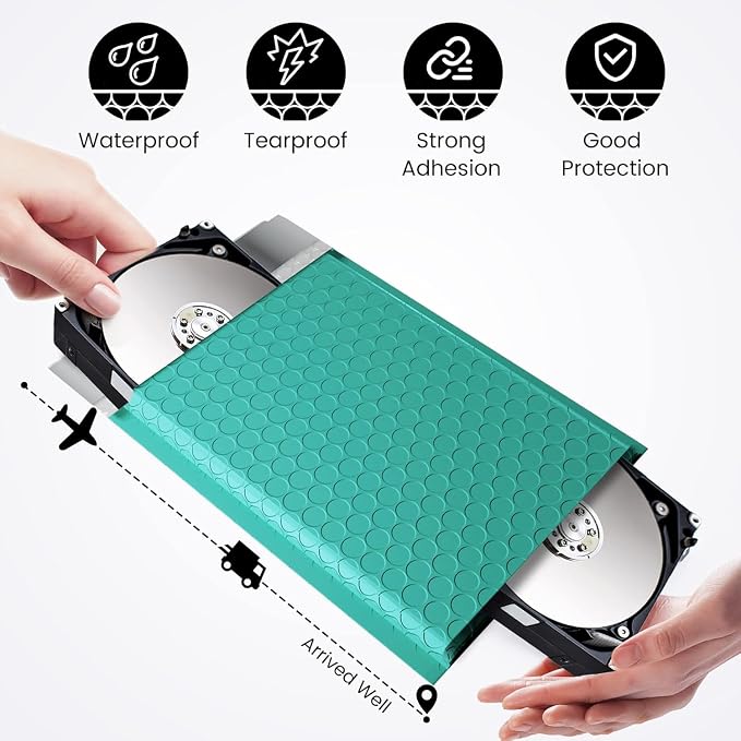 Fuxury Bubble Mailers 6x10" Teal Padded Envelopes 9600 Pack Bulk Strong - Image 4