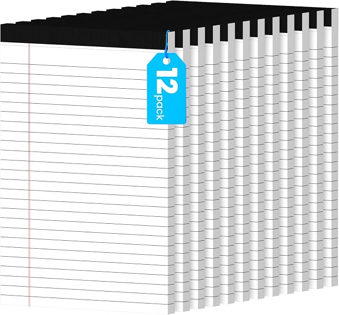 12 Pack Notepads 5x8, Small Legal Pads Narrow College Ruled, 30 Sheets/Pack by Ciphyfee