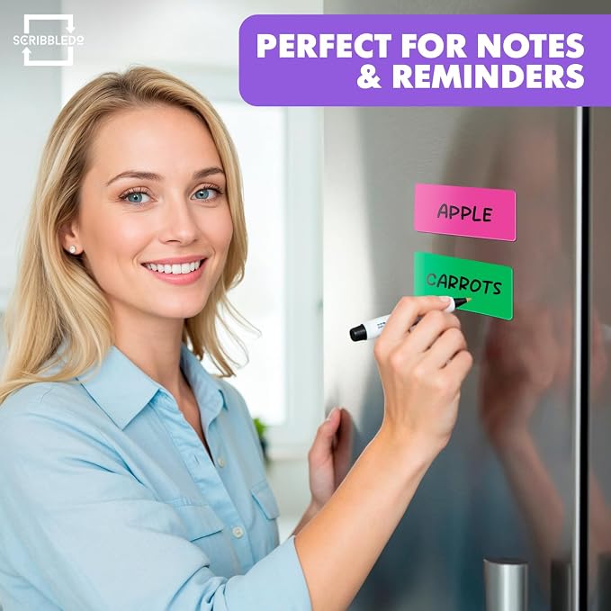 Scribbledo 10 Pack Dry Erase Magnetic Labels 3.1" x 1.2" Reusable Erasable Dry - Image 6