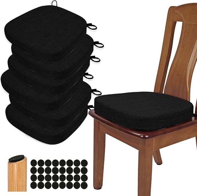 BUYUE Thickened 2.5" Dining Chair Cushions Set of 6, U-Shape High Density Foam by BUYUE