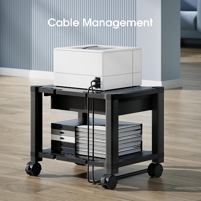 HUANUO Printer Stand with Cable Management and Storage Drawer, Printer Table - Image 7