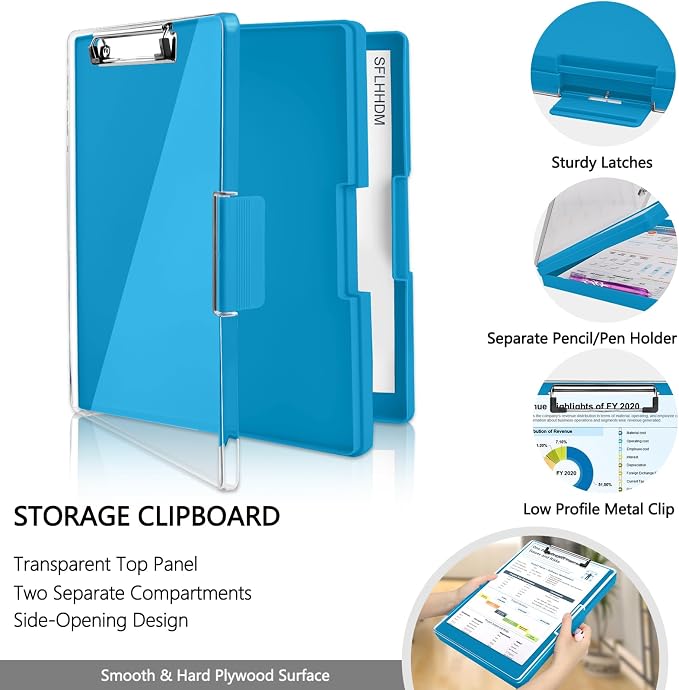 SFLHHDM Clipboard with Storage, Heavy Duty Clip Boards 8.5x11 with 2 Storage - Image 3