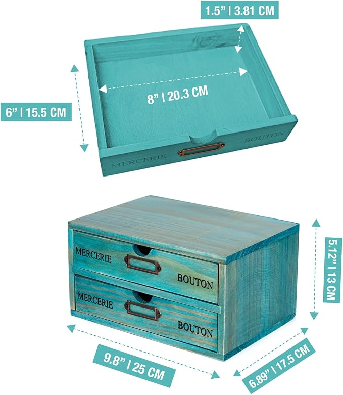 Turquoise 2-Tier Drawer Unit - Image 2