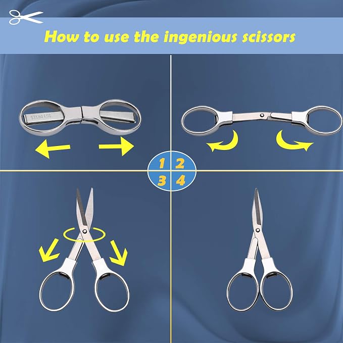 2Pcs Folding Scissors, Portable Stainless Steel Telescopic Cutter, Safety - Image 4