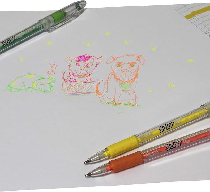 Pentel Solar Pop Neon Gel Pen, 0.6mm Fine Line - Image 3