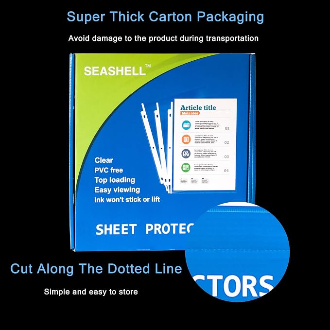 Seashell 200 Pack Heavy Duty Sheet Protectors 8.5 x 11, Letter Size Plastic - Image 2