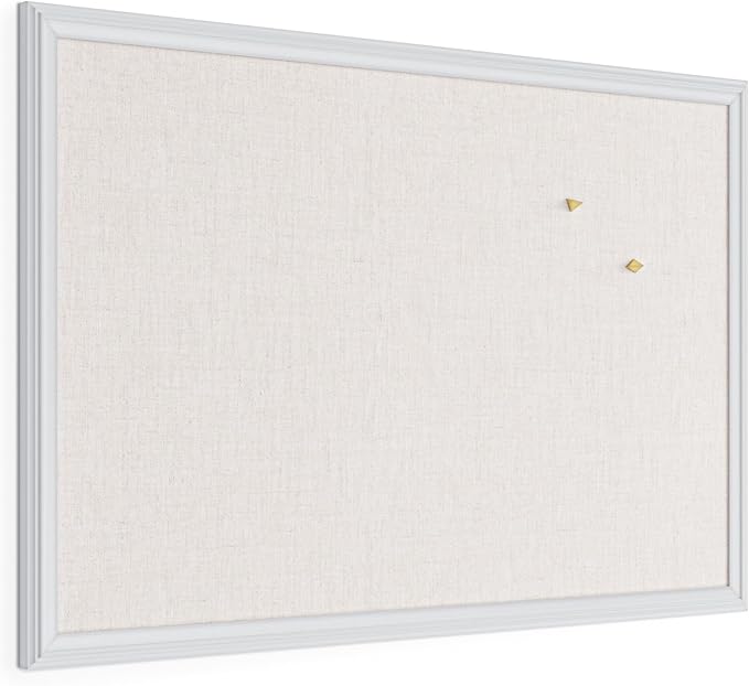 U Brands Farmhouse Linen Bulletin Board, Wall Mounted Pin Board by UBrands
