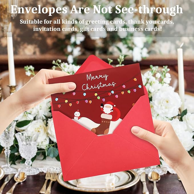 200 Pack Red A7 Envelopes, Christmas New Years Greeting Card Envelopes Self Seal - Image 5