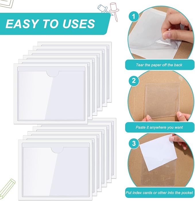 Outus 200 Pack 3.6 x 4.8 Inch Self Adhesive Label Pockets Bulk Plastic Labels - Image 5