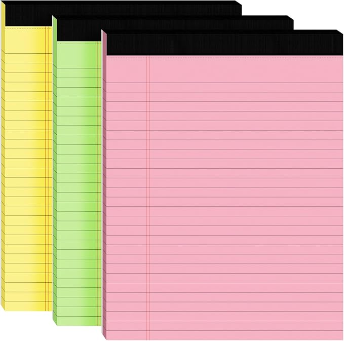 3pcs Legal Pads 8.5 x 11, Notepads 8.5 x 11 Inch, 30 Sheets/Pack, Colored Note by Ciphyfee